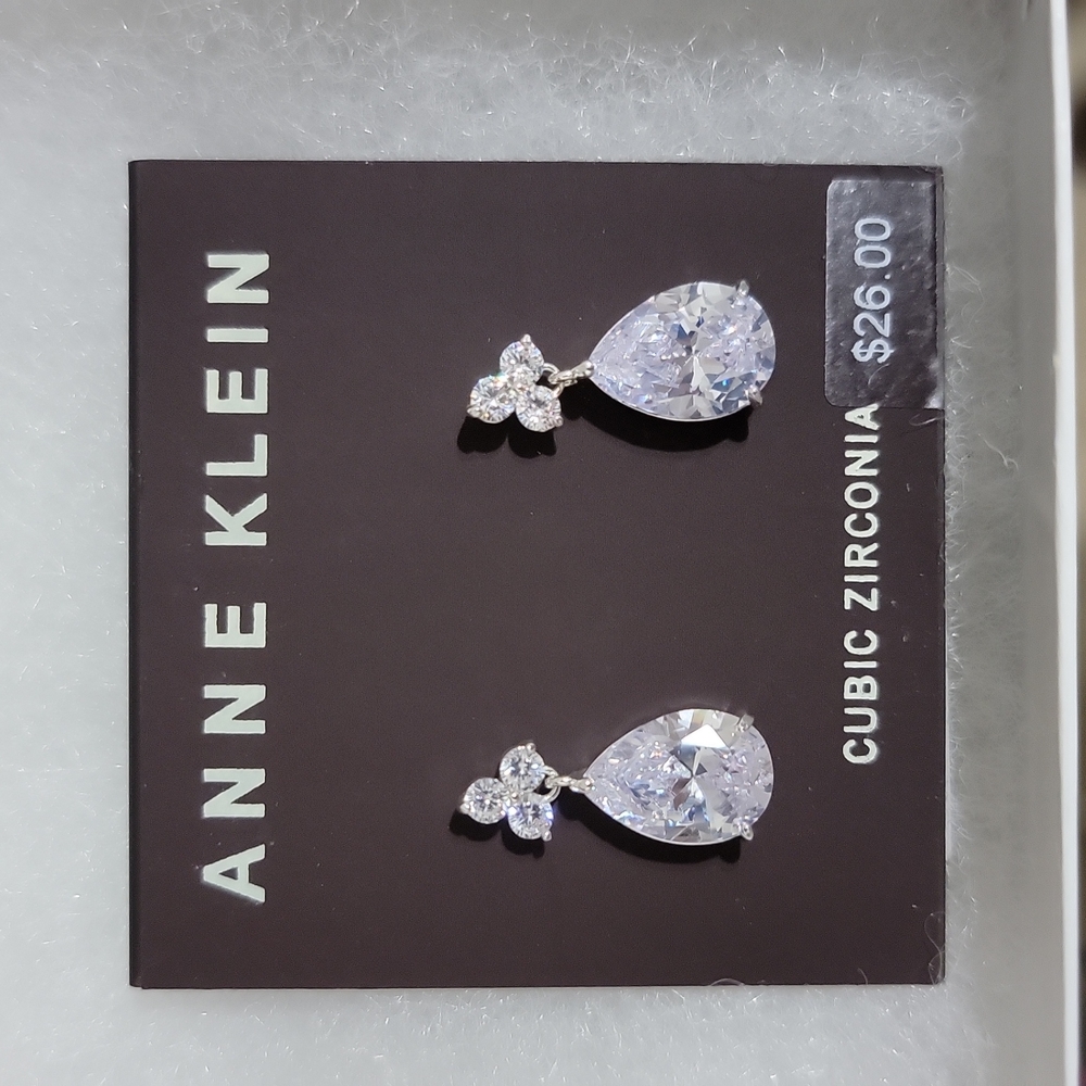 Anne Klein CZ drop earrings.